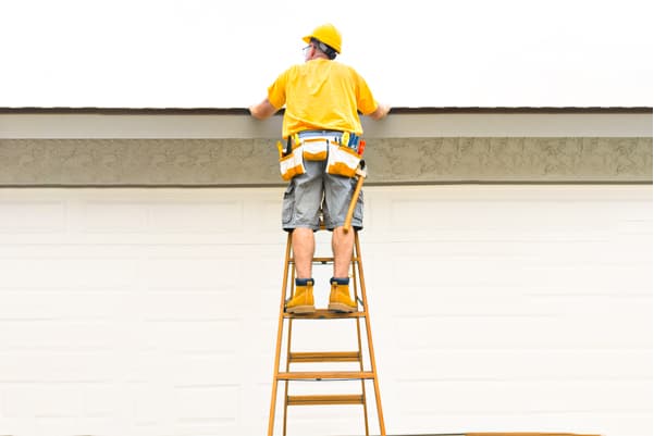 Close-up of a ladder's safety features